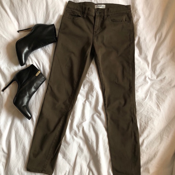 👖Madewell Skinny Army Green Ankle Sateen Pant - Picture 2 of 7